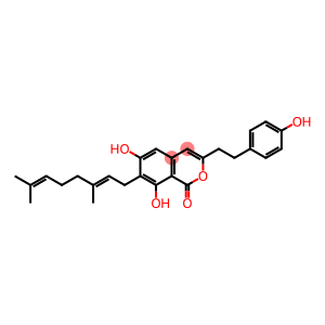 7-[(2E)-3,7-Dimethyl-2,6-octadienyl]-6,8-dihydroxy-3-[2-(4-hydroxyphenyl)ethyl]-1H-2-benzopyran-1-one