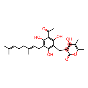 3-[3-[[(2E)-3,7-Dimethyl-2,6-octadien]-1-yl]-2,4,6-trihydroxy-5-acetylbenzyl]-4-hydroxy-5,6-dimethyl-2H-pyran-2-one