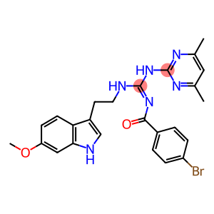 (E)-4-BROMO-N-((4,6-DIMETHYLPYRIMIDIN-2-YLAMINO)(2-(6-METHOXY-1H-INDOL-3-YL)ETHYLAMINO)METHYLENE)BENZAMIDE