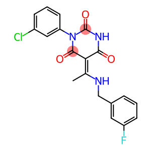 (5E)-1-(3-CHLOROPHENYL)-5-{1-[(3-FLUOROBENZYL)AMINO]ETHYLIDENE}PYRIMIDINE-2,4,6(1H,3H,5H)-TRIONE