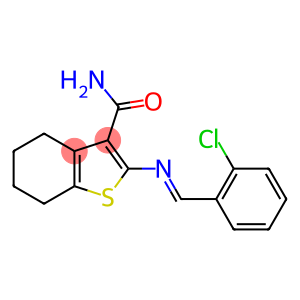 2-{[(E)-(2-chlorophenyl)methylidene]amino}-4,5,6,7-tetrahydro-1-benzothiophene-3-carboxamide