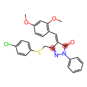 (E)-3-((4-CHLOROPHENYLTHIO)METHYL)-4-(2,4-DIMETHOXYBENZYLIDENE)-1-PHENYL-1H-PYRAZOL-5(4H)-ONE