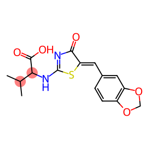 2-({5-[(E)-1,3-benzodioxol-5-ylmethylidene]-4-oxo-4,5-dihydro-1,3-thiazol-2-yl}amino)-3-methylbutanoic acid