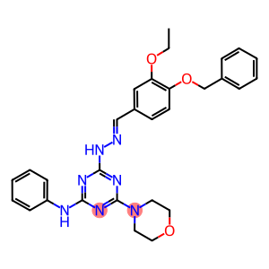 (E)-4-(2-(4-(BENZYLOXY)-3-ETHOXYBENZYLIDENE)HYDRAZINYL)-6-MORPHOLINO-N-PHENYL-1,3,5-TRIAZIN-2-AMINE