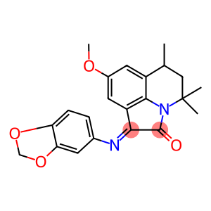 (1E)-1-(1,3-BENZODIOXOL-5-YLIMINO)-8-METHOXY-4,4,6-TRIMETHYL-5,6-DIHYDRO-4H-PYRROLO[3,2,1-IJ]QUINOLIN-2(1H)-ONE