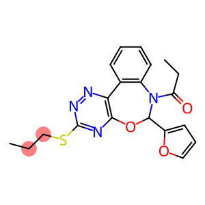 6-(2-furyl)-7-propionyl-6,7-dihydro[1,2,4]triazino[5,6-d][3,1]benzoxazepin-3-yl propyl sulfide