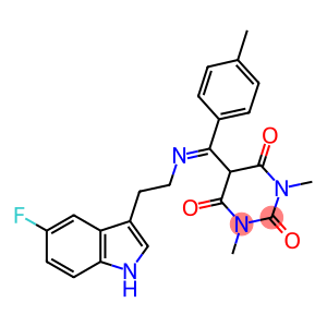 5-[{[2-(5-FLUORO-1H-INDOL-3-YL)ETHYL]IMINO}(4-METHYLPHENYL)METHYL]-1,3-DIMETHYL-2,4,6(1H,3H,5H)-PYRIMIDINETRIONE