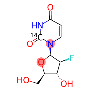 2'-FLUORO 2'-DEOXYURACIL-BETA-D-ARABINOFURANOSIDE, [2-14C]-