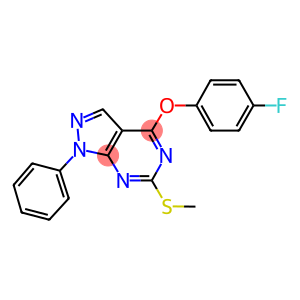 4-FLUOROPHENYL 6-(METHYLSULFANYL)-1-PHENYL-1H-PYRAZOLO[3,4-D]PYRIMIDIN-4-YL ETHER