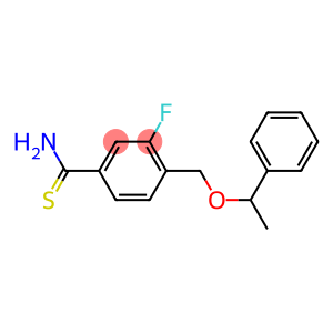 3-fluoro-4-[(1-phenylethoxy)methyl]benzenecarbothioamide