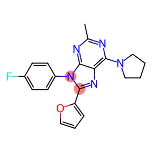 9-(4-FLUOROPHENYL)-8-(FURAN-2-YL)-2-METHYL-6-(PYRROLIDIN-1-YL)-9H-PURINE