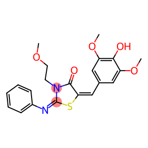 5-(4-hydroxy-3,5-dimethoxybenzylidene)-3-(2-methoxyethyl)-2-(phenylimino)-1,3-thiazolidin-4-one