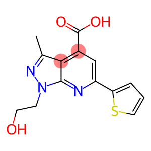 1-(2-hydroxyethyl)-3-methyl-6-(thiophen-2-yl)-1H-pyrazolo[3,4-b]pyridine-4-carboxylic acid