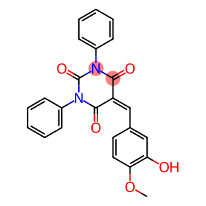 5-(3-hydroxy-4-methoxybenzylidene)-1,3-diphenyl-2,4,6(1H,3H,5H)-pyrimidinetrione