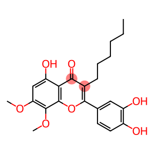 5-Hydroxy-2-(3,4-dihydroxyphenyl)-7,8-dimethoxy-3-hexyl-4H-1-benzopyran-4-one