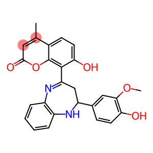 7-hydroxy-8-[2-(4-hydroxy-3-methoxyphenyl)-2,3-dihydro-1H-1,5-benzodiazepin-4-yl]-4-methyl-2H-chromen-2-one