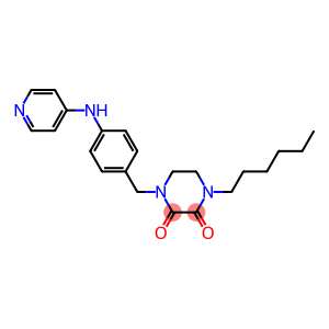 1-Hexyl-4-[4-(4-pyridinylamino)benzyl]-2,3-piperazinedione