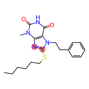 8-(hexylsulfanyl)-3-methyl-7-(2-phenylethyl)-3,7-dihydro-1H-purine-2,6-dione