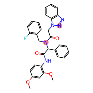 2-(2-(1H-BENZO[D][1,2,3]TRIAZOL-1-YL)-N-(2-FLUOROBENZYL)ACETAMIDO)-N-(2,4-DIMETHOXYPHENYL)-2-PHENYLACETAMIDE