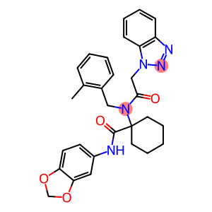 1-(2-(1H-BENZO[D][1,2,3]TRIAZOL-1-YL)-N-(2-METHYLBENZYL)ACETAMIDO)-N-(BENZO[D][1,3]DIOXOL-5-YL)CYCLOHEXANECARBOXAMIDE