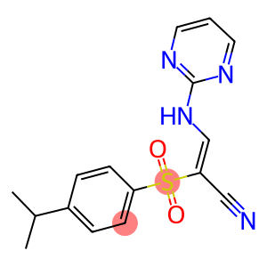 2-((4-(ISOPROPYL)PHENYL)SULFONYL)-3-(PYRIMIDIN-2-YLAMINO)PROP-2-ENENITRILE