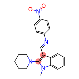 1-Methyl-3-[[(4-nitrophenyl)imino]methyl]-2-piperidino-1H-indole