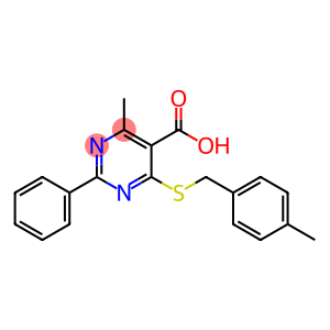 4-methyl-6-[(4-methylbenzyl)thio]-2-phenylpyrimidine-5-carboxylic acid