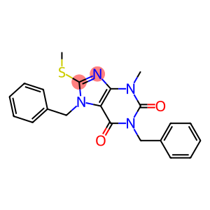 3-methyl-8-(methylsulfanyl)-1,7-bis(phenylmethyl)-3,7-dihydro-1H-purine-2,6-dione