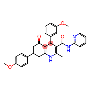 4-(3-methoxyphenyl)-7-(4-methoxyphenyl)-2-methyl-5-oxo-N-pyridin-2-yl-1,4,5,6,7,8-hexahydroquinoline-3-carboxamide