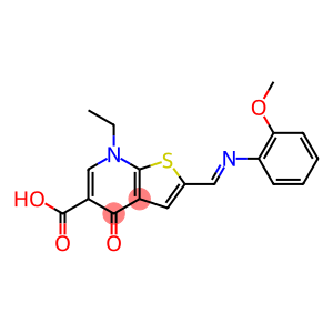 2-[(2-Methoxyphenyl)iminomethyl]-4,7-dihydro-7-ethyl-4-oxothieno[2,3-b]pyridine-5-carboxylic acid