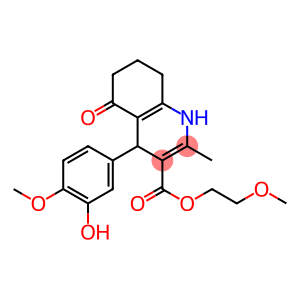 2-methoxyethyl 4-(3-hydroxy-4-methoxyphenyl)-2-methyl-5-oxo-1,4,5,6,7,8-hexahydro-3-quinolinecarboxylate