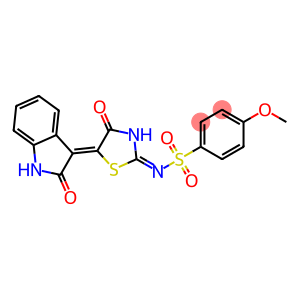 4-methoxy-N-[4-oxo-5-(2-oxo-1,2-dihydro-3H-indol-3-ylidene)-1,3-thiazolidin-2-ylidene]benzenesulfonamide