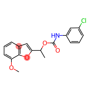 1-(7-METHOXY-1-BENZOFURAN-2-YL)ETHYL N-(3-CHLOROPHENYL)CARBAMATE