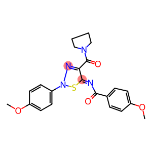 4-METHOXY-N-[2-(4-METHOXYPHENYL)-4-(1-PYRROLIDINYLCARBONYL)-1,2,3-THIADIAZOL-5(2H)-YLIDENE]BENZAMIDE