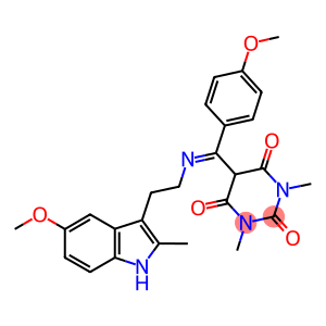 5-[{[2-(5-METHOXY-2-METHYL-1H-INDOL-3-YL)ETHYL]IMINO}(4-METHOXYPHENYL)METHYL]-1,3-DIMETHYL-2,4,6(1H,3H,5H)-PYRIMIDINETRIONE