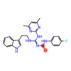 N-((Z)-[(4,6-DIMETHYL-2-PYRIMIDINYL)AMINO]{[2-(1H-INDOL-3-YL)ETHYL]AMINO}METHYLIDENE)-N'-(4-FLUOROPHENYL)UREA