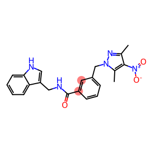 3-({4-nitro-3,5-dimethyl-1H-pyrazol-1-yl}methyl)-N-(1H-indol-3-ylmethyl)benzamide