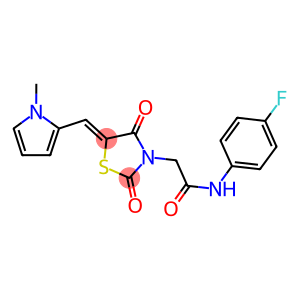 N-(4-fluorophenyl)-2-{5-[(1-methyl-1H-pyrrol-2-yl)methylene]-2,4-dioxo-1,3-thiazolidin-3-yl}acetamide