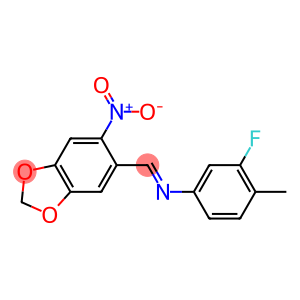 N-(3-fluoro-4-methylphenyl)-N-[(E)-(6-nitro-1,3-benzodioxol-5-yl)methylidene]amine