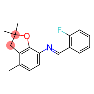 N-[(E)-(2-fluorophenyl)methylidene]-2,2,4-trimethyl-2,3-dihydro-1-benzofuran-7-amine