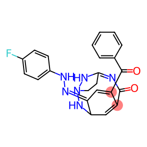 N-{(3E,4E)-2-BENZOYL-4-[(4-FLUOROPHENYL)HYDRAZONO]-5-IMINOPYRAZOLIDIN-3-YLIDENE}BENZAMIDE