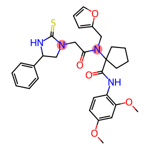 N-(2,4-DIMETHOXYPHENYL)-1-(N-(FURAN-2-YLMETHYL)-2-(4-PHENYL-2-THIOXOIMIDAZOLIDIN-1-YL)ACETAMIDO)CYCLOPENTANECARBOXAMIDE