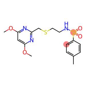 N-[2-[(4,6-DIMETHOXYPYRIMIDIN-2-YL)METHYLTHIO]ETHYL]-4-METHYLBENZENESULPHONAMIDE