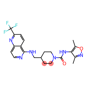 N-(3,5-DIMETHYLISOXAZOL-4-YL)-4-(([2-(TRIFLUOROMETHYL)-1,6-NAPHTHYRIDIN-5-YL]AMINO)METHYL)PIPERIDINE-1-CARBOXAMIDE