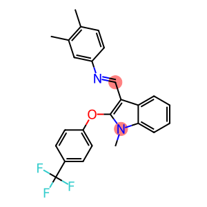 N-(3,4-dimethylphenyl)-N-((E)-{1-methyl-2-[4-(trifluoromethyl)phenoxy]-1H-indol-3-yl}methylidene)amine