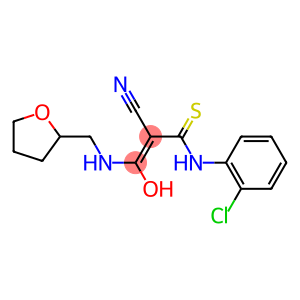 N1-(2-chlorophenyl)-2-cyano-3-hydroxy-3-[(tetrahydrofuran-2-ylmethyl)amino]prop-2-enethioamide