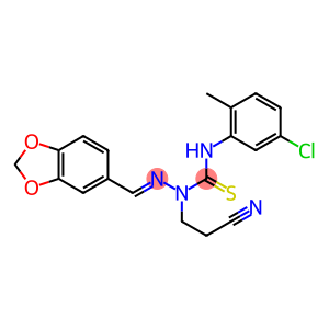 N1-(5-chloro-2-methylphenyl)-2-(1,3-benzodioxol-5-ylmethylidene)-1-(2-cyanoethyl)hydrazine-1-carbothioamide