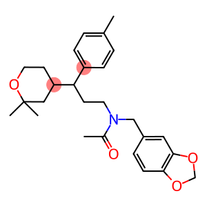 N-(BENZO[D][1,3]DIOXOL-5-YLMETHYL)-N-(3-(2,2-DIMETHYL-TETRAHYDRO-2H-PYRAN-4-YL)-3-P-TOLYLPROPYL)ACETAMIDE