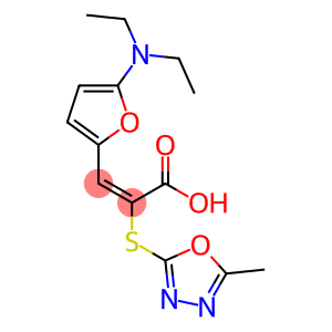 2-Propenoic  acid,  3-[5-(diethylamino)-2-furanyl]-2-[(5-methyl-1,3,4-oxadiazol-2-yl)thio]-,  (2E)-