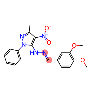 1-(1-Phenyl-3-methyl-4-nitro-1H-pyrazol-5-yl)-2-(3,4-dimethoxybenzylidene)hydrazine